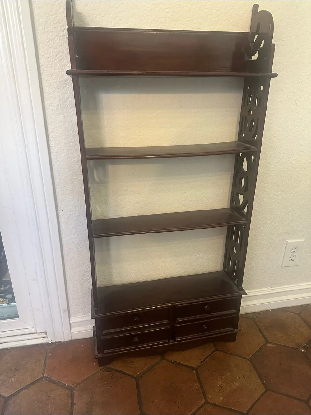 Chippendale cherry 4 drawer 4 tier freestanding or wall hang shelves